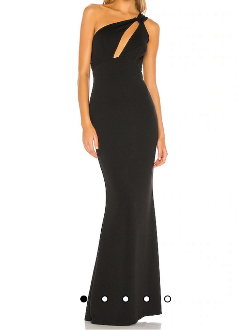 Katie May Black One-Shoulder Cutout Gown